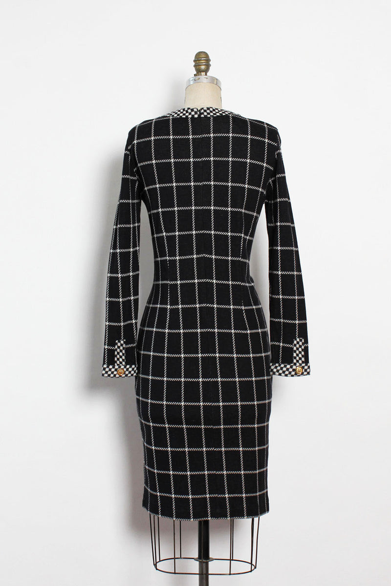 Windowpane Knit Dress L