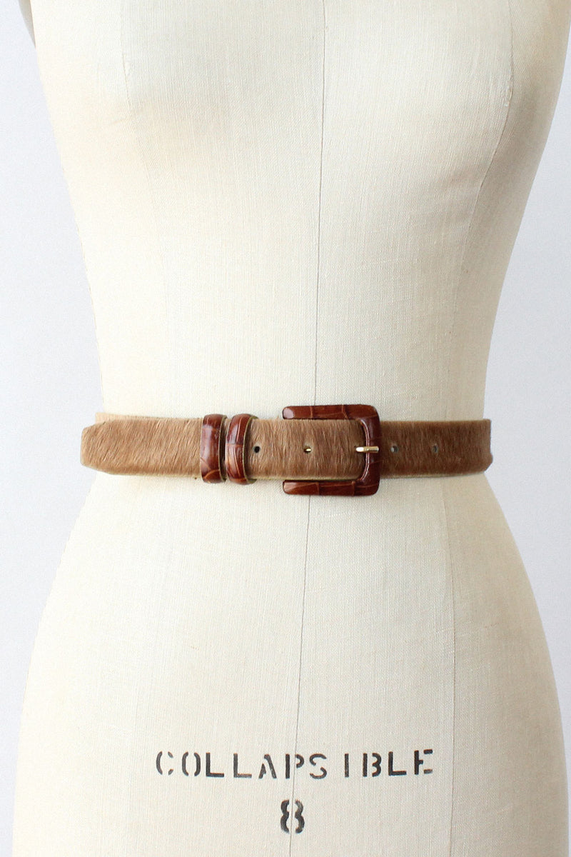 Fawn Horsehair Leather Belt