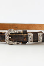 Sterling Etched Western Belt XS