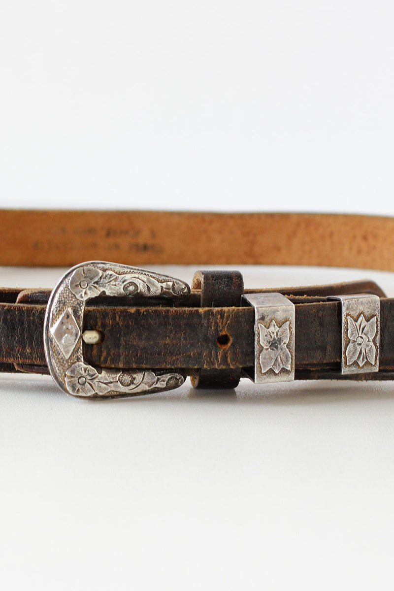 Sterling Etched Western Belt XS