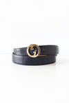 Navy Gucci GG Buckle Belt