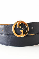 Navy Gucci GG Buckle Belt