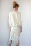 Pearly Silk Fringe Drape Dress M