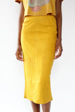 Golden Leather Pencil Skirt S