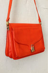 Tomato Red Leather Lock Satchel