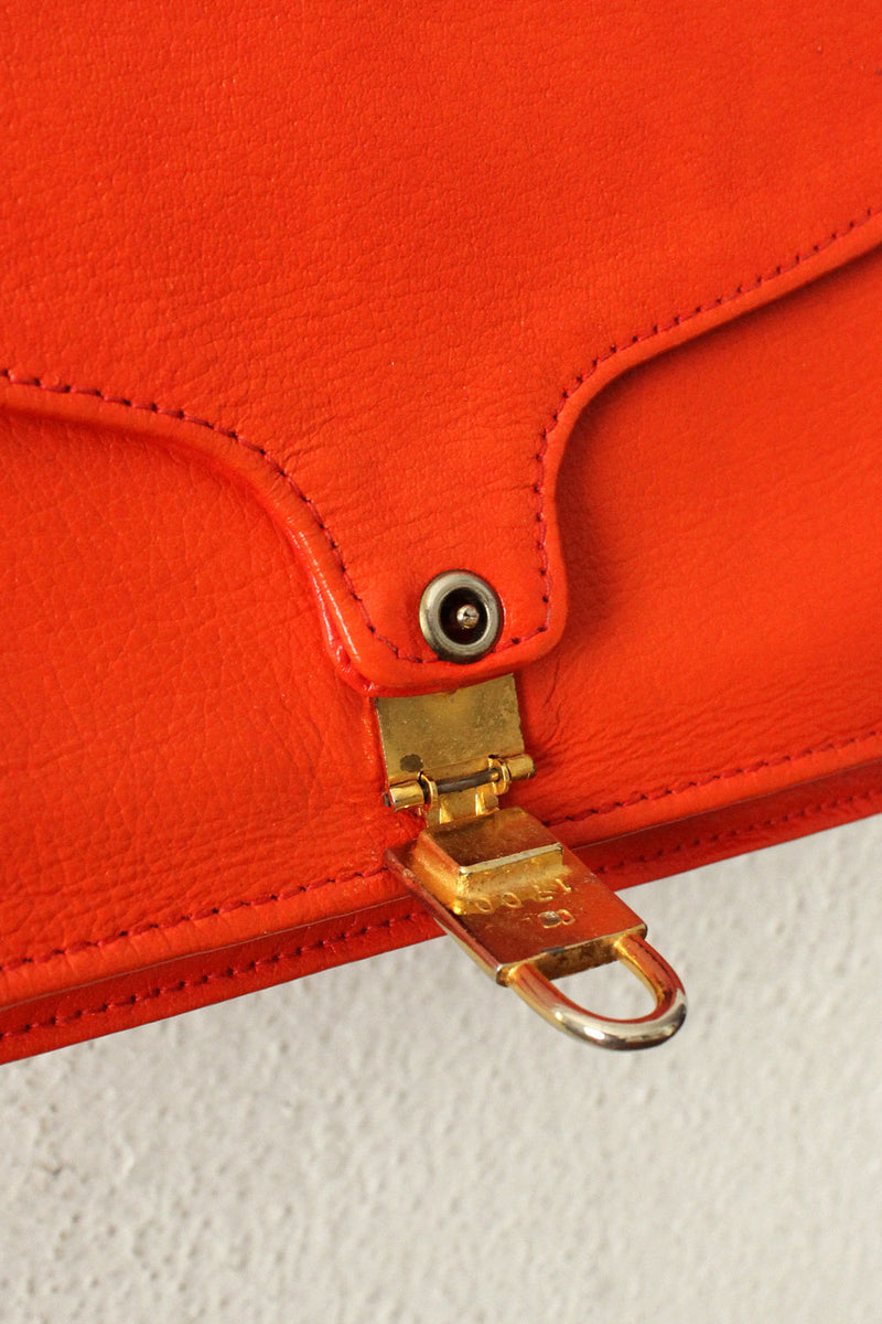 Tomato Red Leather Lock Satchel