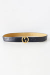 Navy Gucci GG Buckle Belt