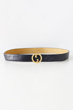 Navy Gucci GG Buckle Belt