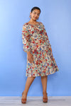 Cranberry Floral Peasant Dress M