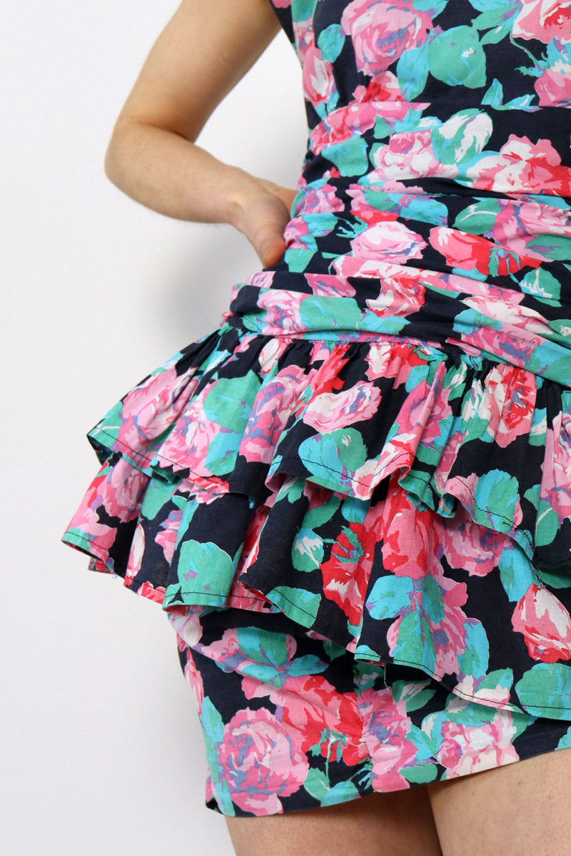 Rosy Ruched Peplum Mini S