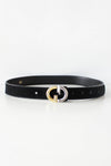 Black Suede GG Buckle Belt