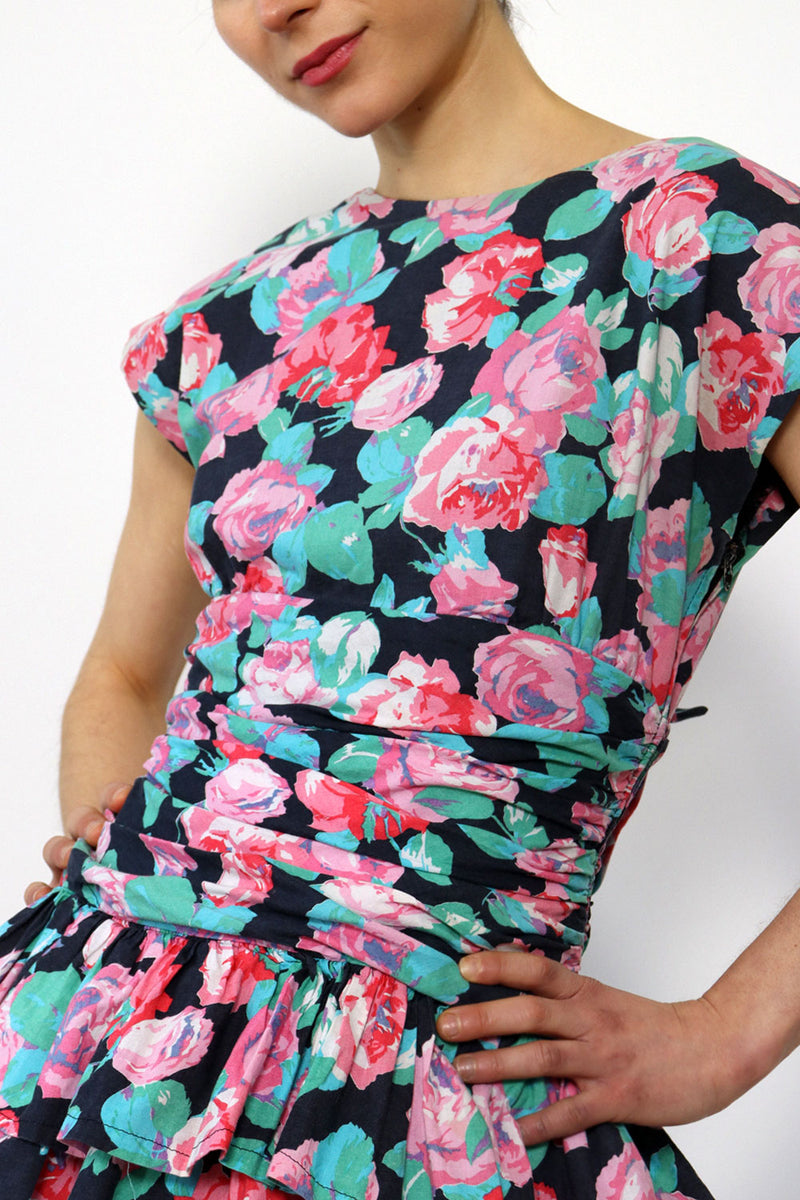 Rosy Ruched Peplum Mini S