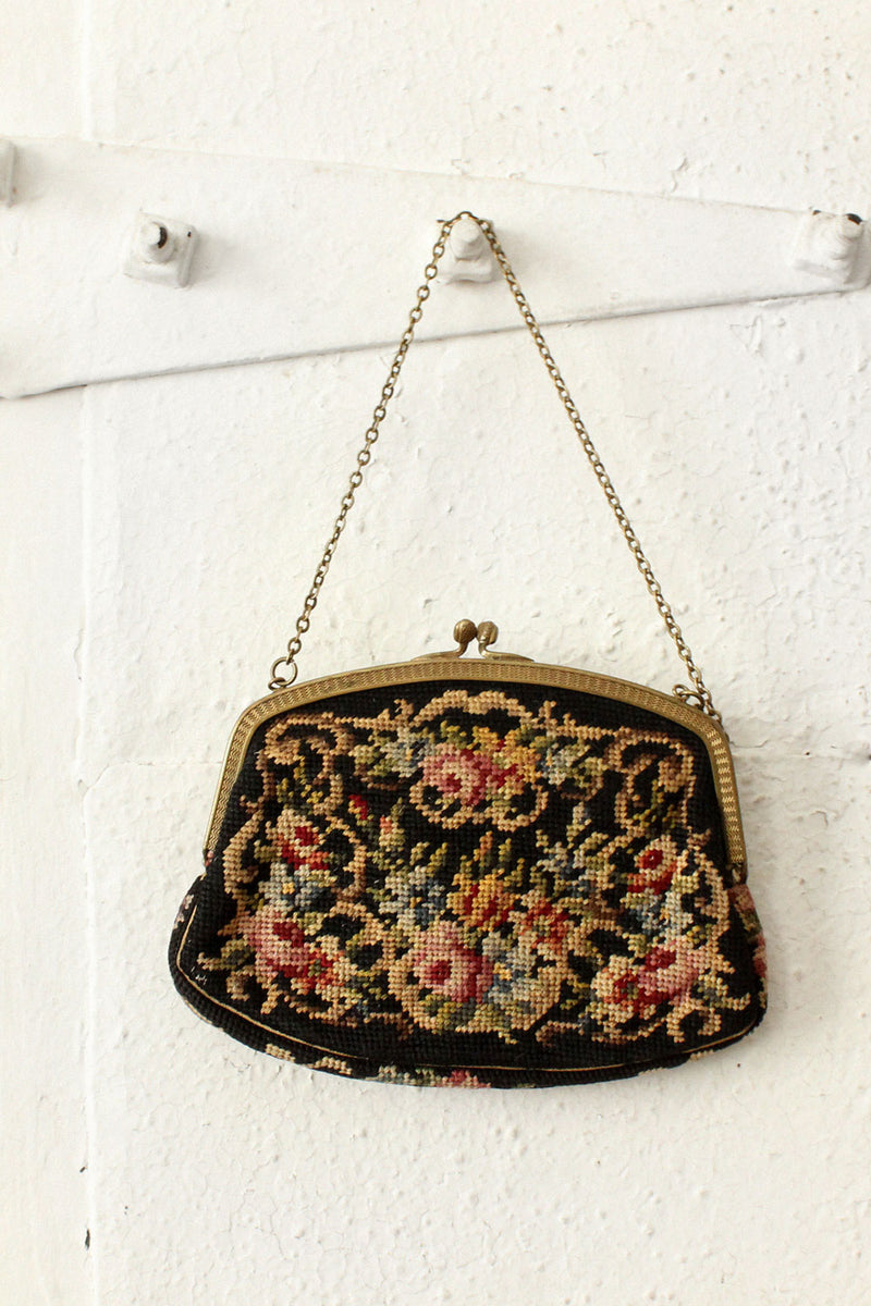 Petite Floral Needlepoint Purse