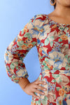 Cranberry Floral Peasant Dress M