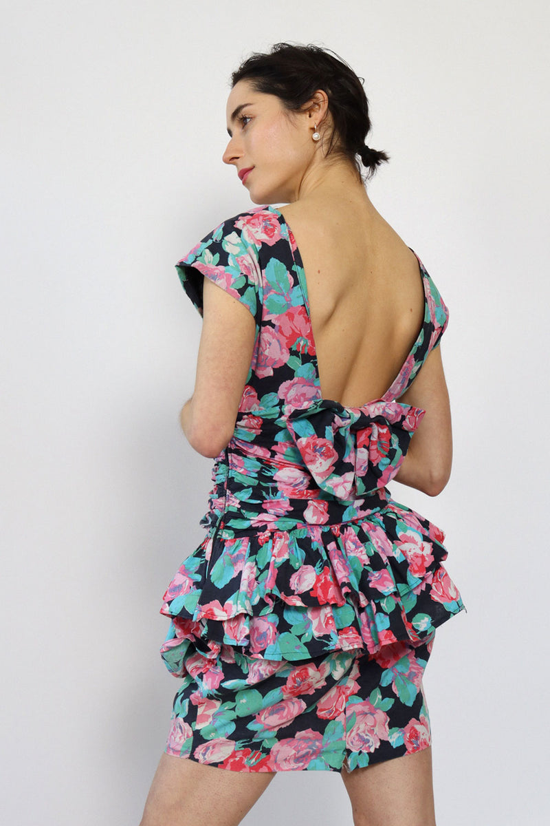 Rosy Ruched Peplum Mini S