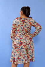 Cranberry Floral Peasant Dress M