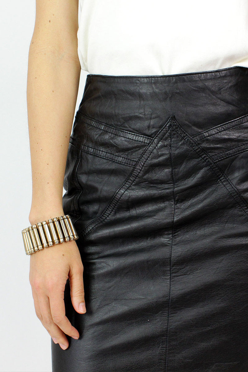 High Waisted Leather Pencil Skirt S