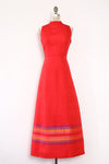 Crisp Red Striped Maxi Dress M/L