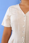 Orvis Tan Linen Button Dress L