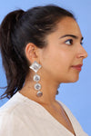 Long Pewter Medallion Earrings