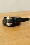 Italian Leather Gold Geo-Buckle Belt XS-M