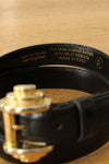 Italian Leather Gold Geo-Buckle Belt XS-M