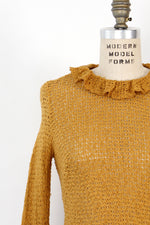 Mustard Crochet Ruffle Top S/M