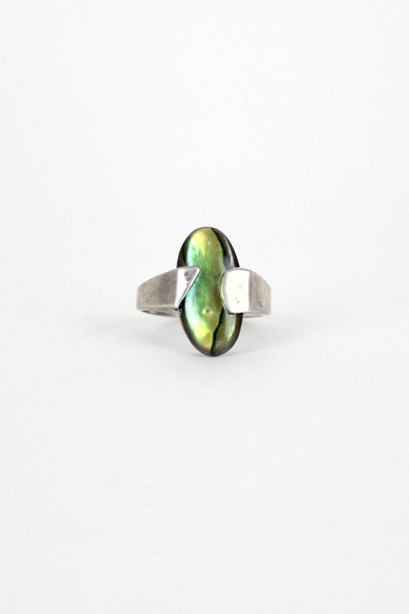 Asymmetrical Sterling Abalone Ring