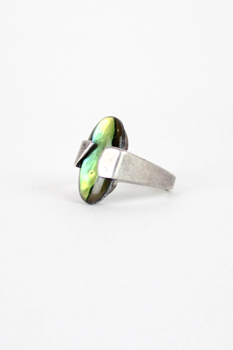 Asymmetrical Sterling Abalone Ring