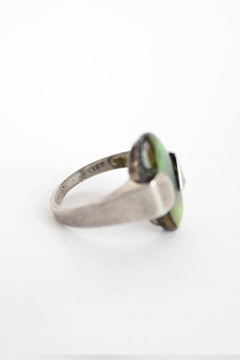 Asymmetrical Sterling Abalone Ring