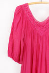 Hot Pink Gauze Crochet Dress
