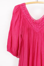 Hot Pink Gauze Crochet Dress