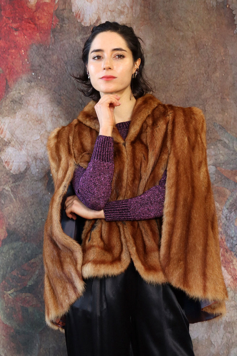 Cinnamon Fur Cape S/M