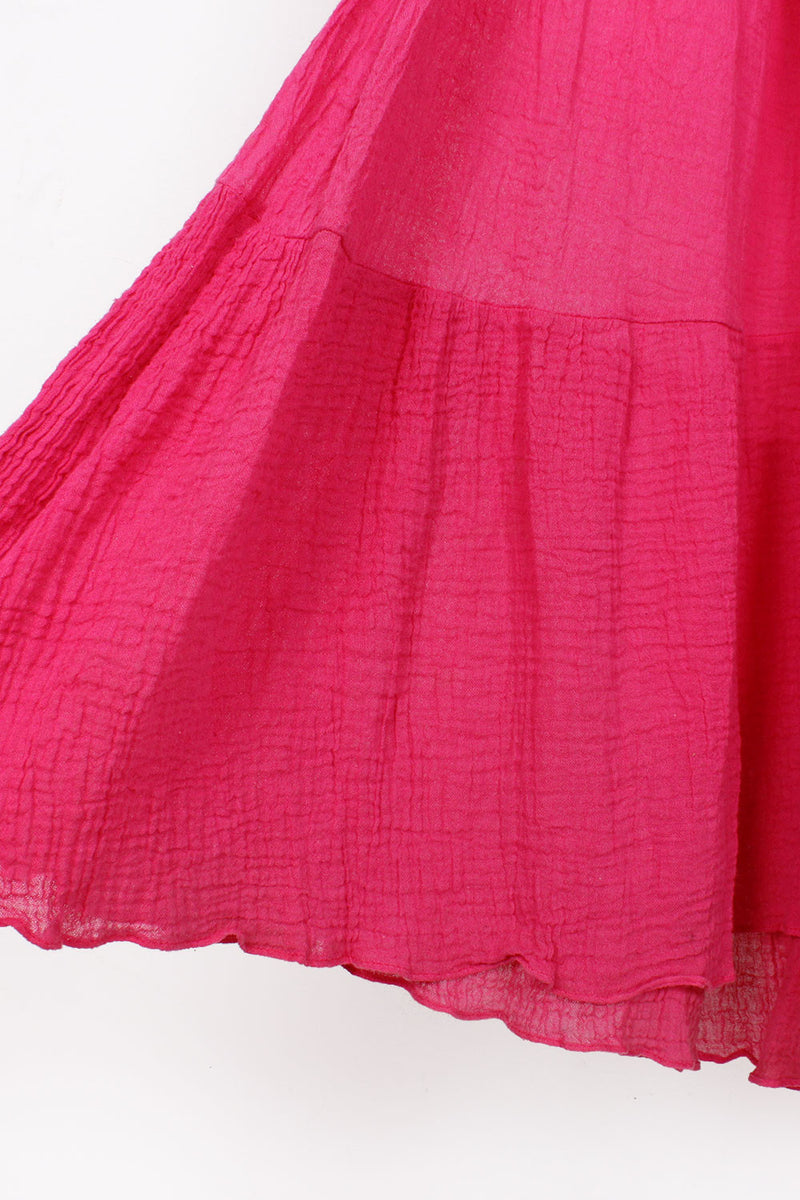 Hot Pink Gauze Crochet Dress OMNIA Hot Pink Gauze Crochet Dress OMNIA