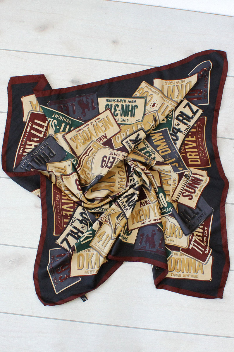 Novelty License Plate Silk Scarf