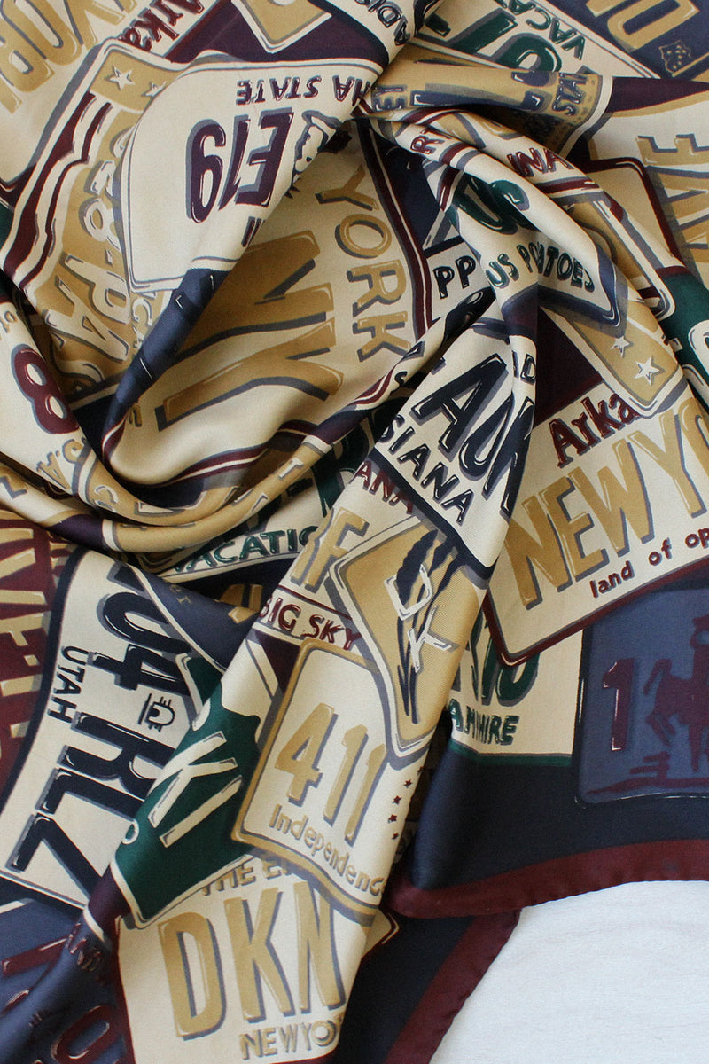 Novelty License Plate Silk Scarf