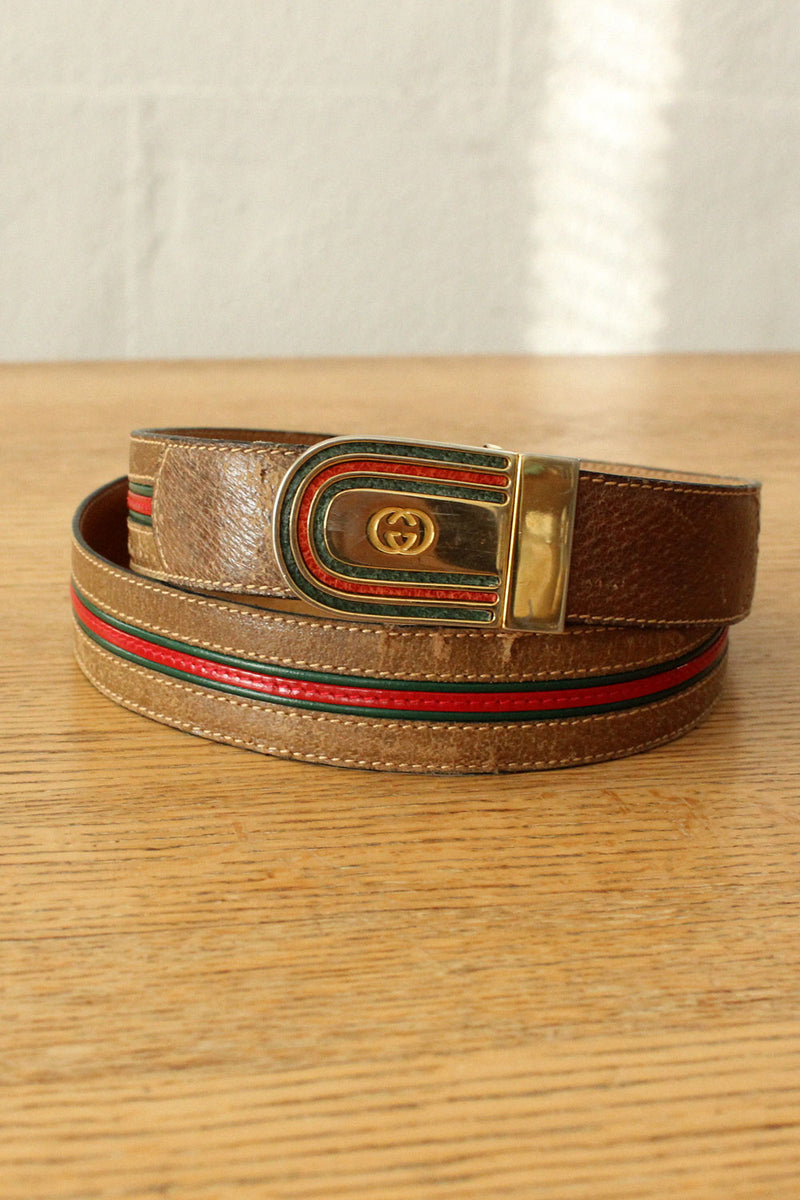 Gucci 1970s Striped Belt M/L