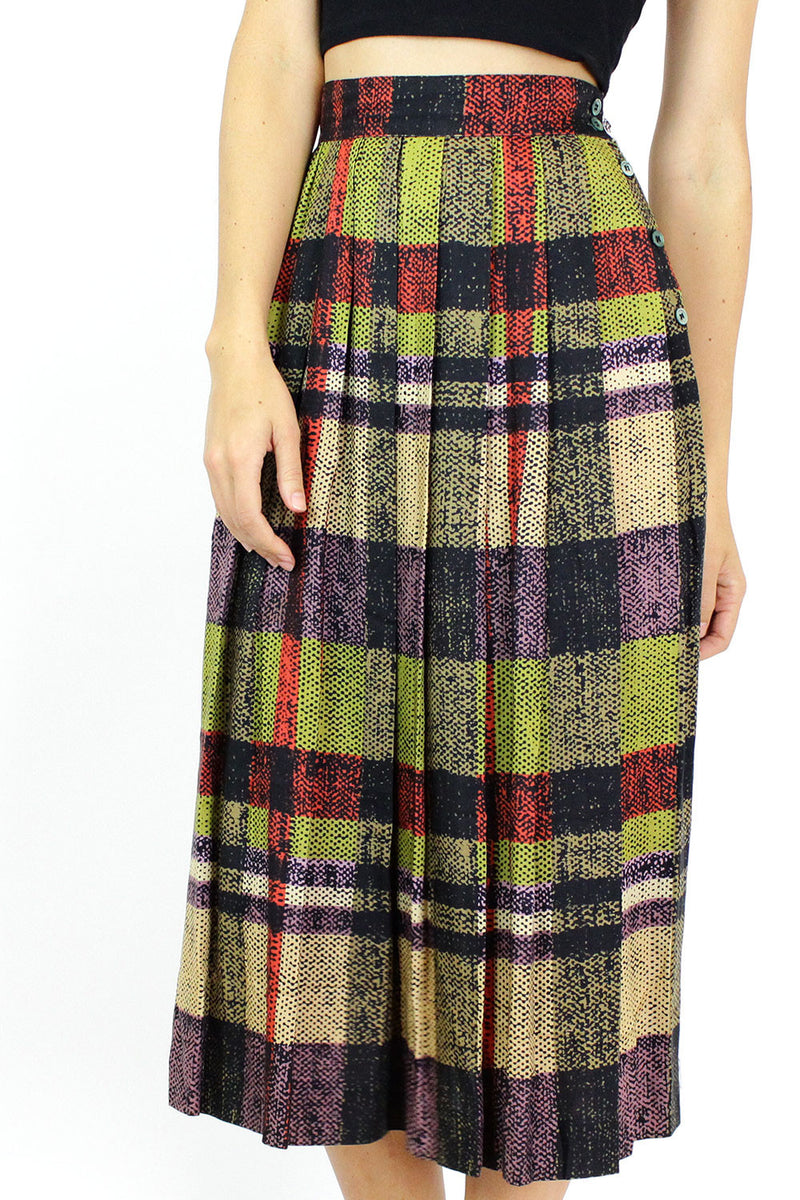 Graphic Plaid Skirt S
