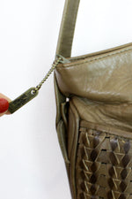 olive woven satchel