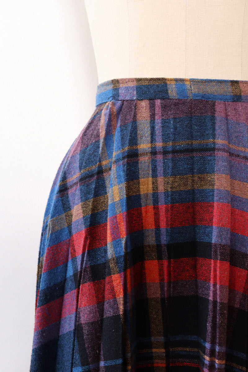 Jeweltone Plaid Pleated Skirt XS