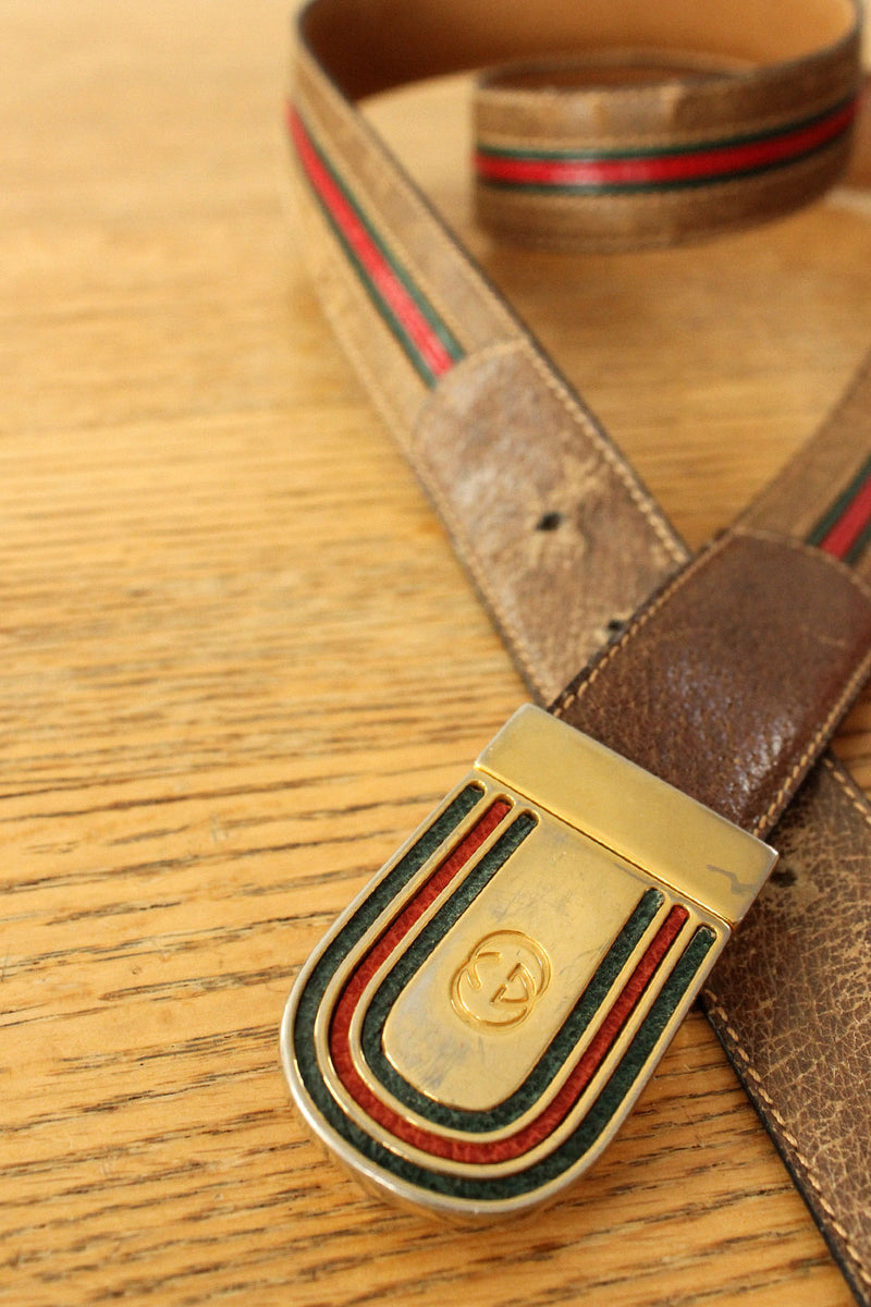 Gucci 1970s Striped Belt M/L