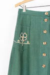 70s Sage Green Flare Skirt M