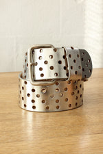 Donna Karan Silver Leather Wide Belt S-L