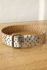 Donna Karan Silver Leather Wide Belt S-L