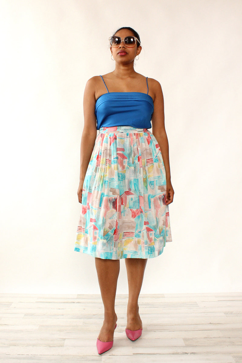 Expressionist Village Scene Skirt L