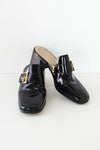 Black Patent Buckle Mules 7
