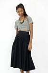 Italian Black Cotton Midi Skirt M/L