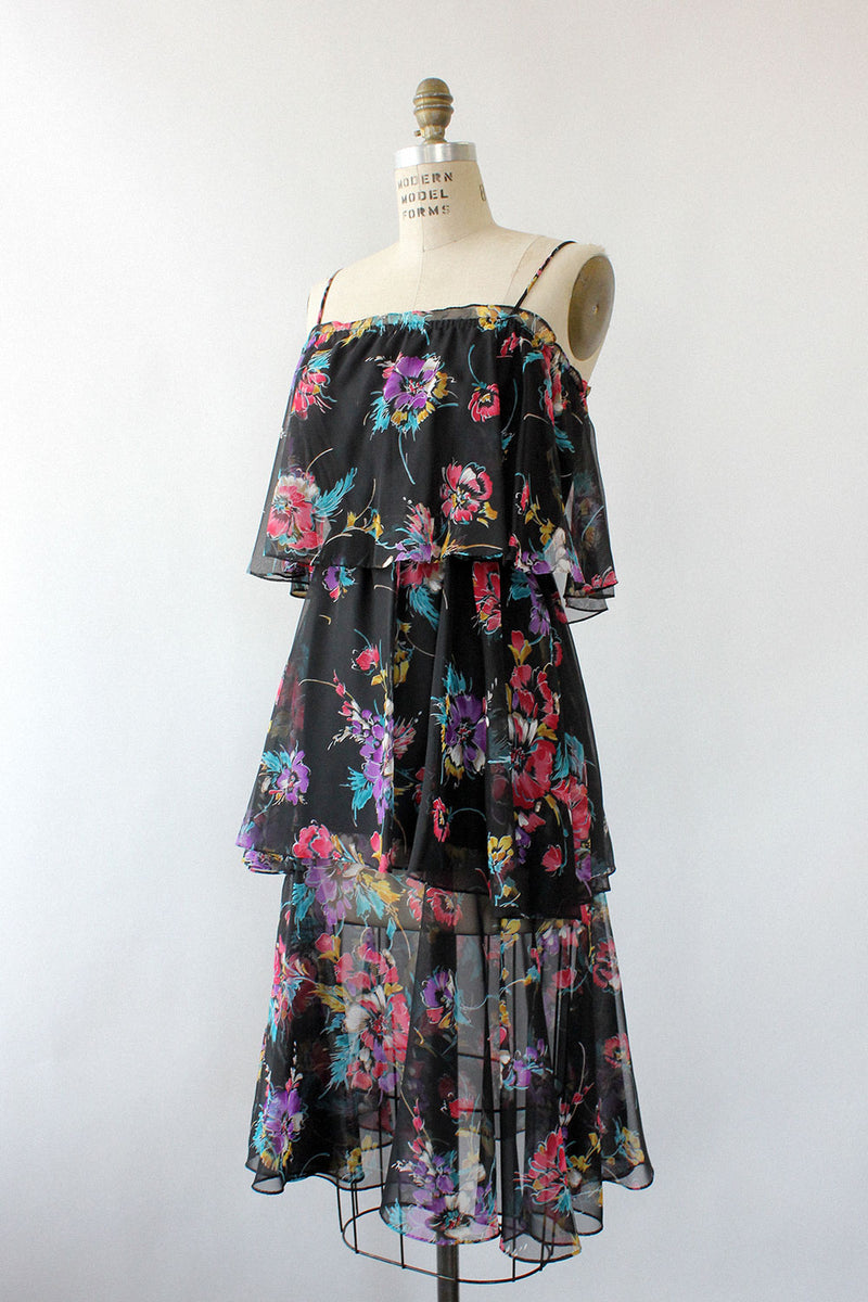 Tiered Moody Floral Dress XS-M