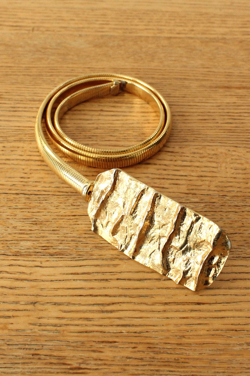 Textural Gold Wash Snake Belt M/L