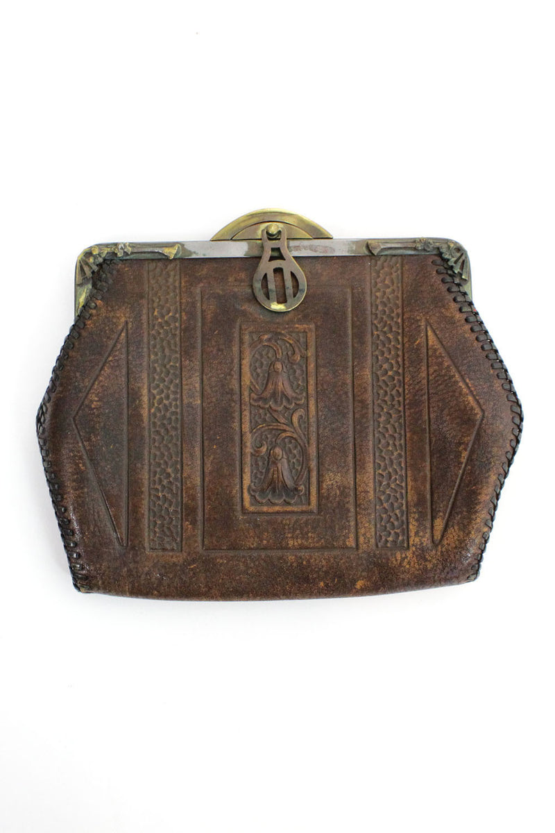 1920s Tooled Leather Clutch | As Is